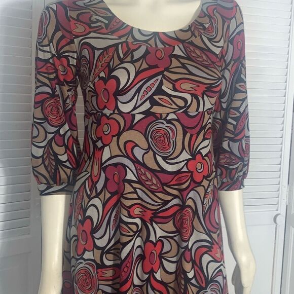 NWT Vintage Floral Psychedelic Print Mod Dress Medium - Picture 10 of 15